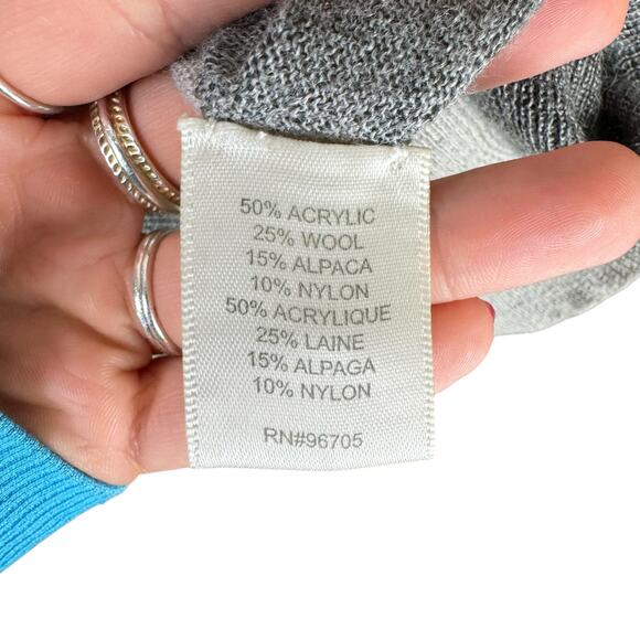 Rebecca Taylor Two Tone Gray Alpaca Wool Blend Cowl Neck Long Sleeve Sweater - Picture 11 of 12